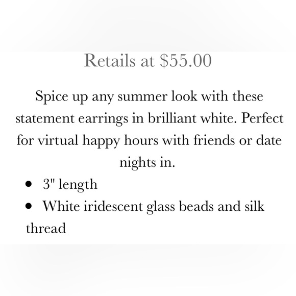 White Statement Earrings NWT - Picture 3 of 3